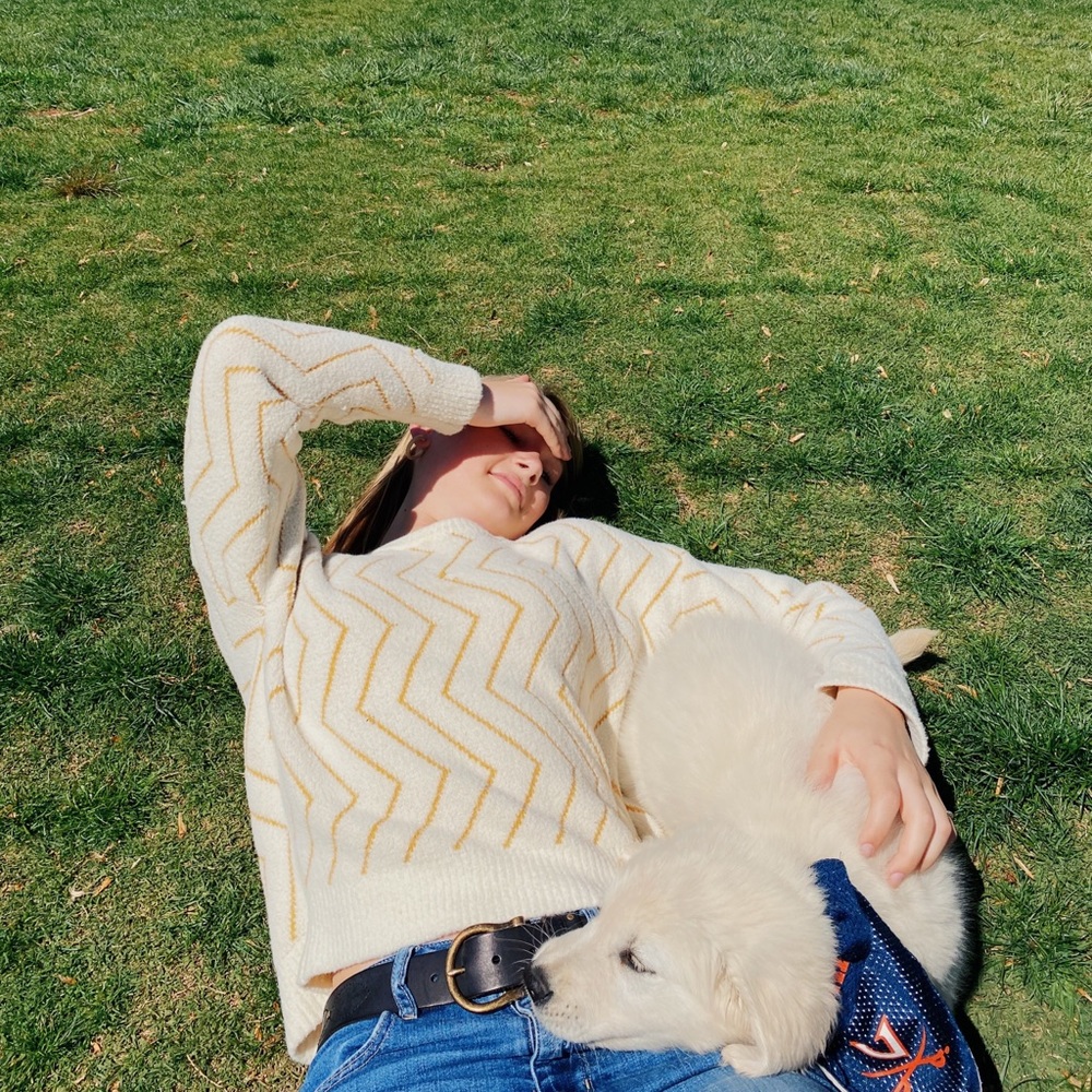 Frnch Nadeto Vertical Zig Zag Print Sweater S/M